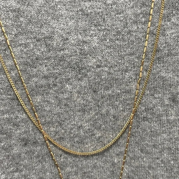 NWT [Vince Camuto] Iridescent Gemstone Dual Strand Gold Chain Pendant Necklace - Picture 7 of 10